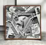 Vintage Escher Lithografie op Hout - 44x44cm, Ophalen of Verzenden