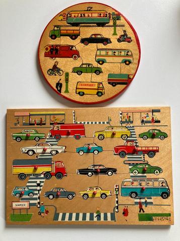 Houten Simplex puzzels met auto’s beschikbaar voor biedingen