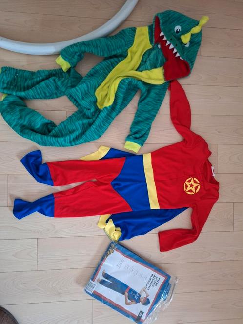 Carnavalskleding draak 110 116 coureur 128, Superheld 116, Kinderen en Baby's, Carnavalskleding en Verkleedspullen, Zo goed als nieuw