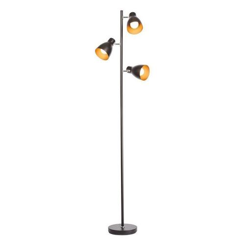 Vloerlamp met 3 verstelbare spots – zwart – industrieel, Huis en Inrichting, Lampen | Vloerlampen, Gebruikt, 150 tot 200 cm, Metaal