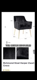 Vier nieuwe Richmond Harper eetstoelen zwart croco €250 p.s., Huis en Inrichting, Stoelen, Ophalen, Zwart, Nieuw, Extreem luxe