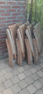 4 verstelbare teakhouten tuinstoelen, Tuin en Terras, Tuinstoelen, Ophalen, Zo goed als nieuw, Teakhout
