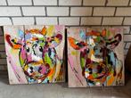 Koe Schilderij op Steigerhout - Nikki Art, Antiek en Kunst, Ophalen of Verzenden