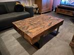 Robuuste Oud Eiken Bielzen Salontafel - Uniek & Duurzaam!, Huis en Inrichting, Tafels | Salontafels, Ophalen, Gebruikt, 100 tot 150 cm