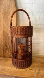 Rieten flessenmand, barmand, Huis en Inrichting, Woonaccessoires | Schalen en Manden, Mand, Rond, Ophalen of Verzenden, Zo goed als nieuw