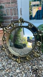 Vintage Hollywood Regency ronde spiegel bloem & lelie rand, Ophalen of Verzenden, Rond, Minder dan 50 cm, Minder dan 100 cm