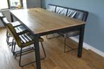 Eettafel Max eiken en zwart metaal 220x78x100cm, Huis en Inrichting, Tafels | Eettafels, Ophalen, Gebruikt, 200 cm of meer, 50 tot 100 cm
