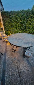 Marmeren tuintafel en tuinbank, Tuin en Terras, Tuintafels, Ophalen, Gebruikt, Rond, Metaal