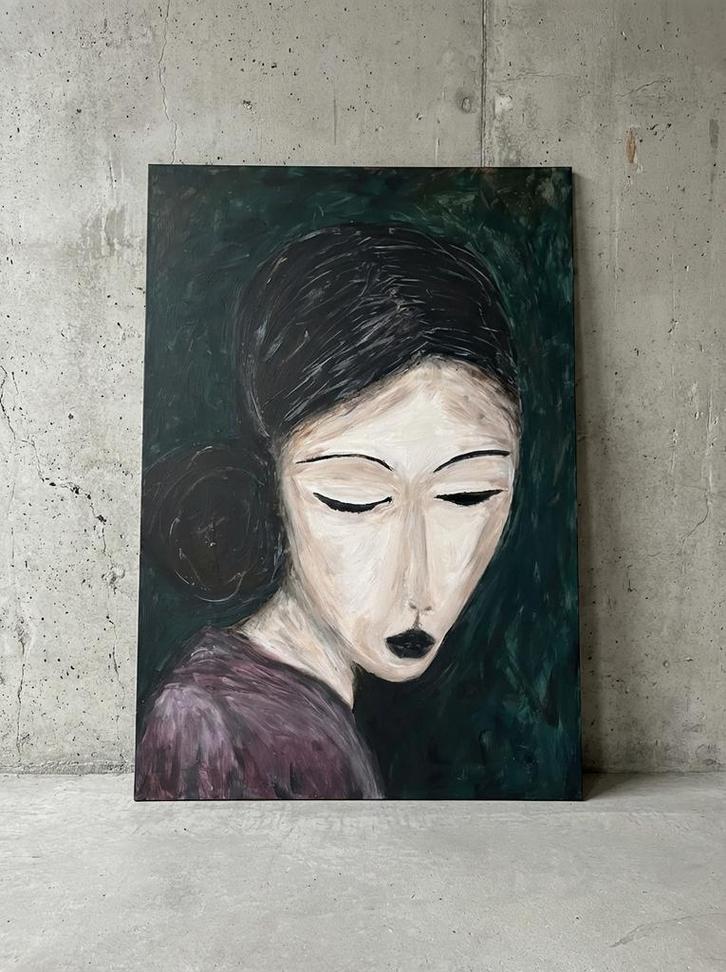 Abstract Zelfgemaakt Schilderij van een Vrouw, Antiek en Kunst, Kunst | Schilderijen | Abstract, Ophalen of Verzenden