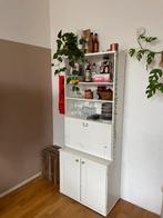 Vintage houten vitrinekast/servieskast 206x43x82, Huis en Inrichting, Kasten | Vitrinekasten, Ophalen, Gebruikt, Vintage, 50 tot 100 cm