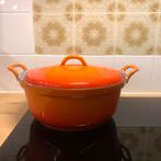 Vintage Le Creuset gevlamd oranje  gietijzeren pan | 30 cm, Huis en Inrichting, Keuken | Potten en Pannen, Ophalen of Verzenden