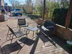 Leuke lichtgewicht set, bankje, twee stoelen en een tafeltje, Tuin en Terras, Tuinsets en Loungesets, Ophalen, Gebruikt, 2 zitplaatsen