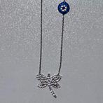 Ketting libelle boze oog echt zilver, Verzenden, Zilver