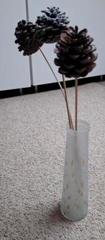 Vaas matglas met gouden accenten, Overige kleuren, Ophalen of Verzenden, Minder dan 50 cm, Glas