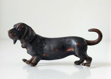 Bronzen Beeldje Teckel Dachshund Weens Austria Brons Hond beschikbaar voor biedingen