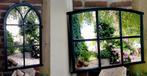 2x Antiek ijzeren Stalraam Spiegel Tuinspiegel - Zie Omschr, Ophalen of Verzenden, Zo goed als nieuw