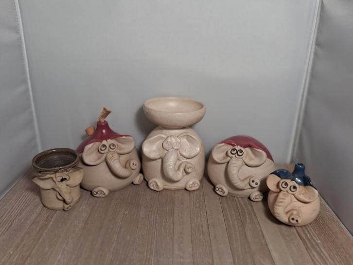 Aardewerk Alicante Olifanten Set - 5 Stuks, Huis en Inrichting, Woonaccessoires | Kandelaars en Kaarsen, Gebruikt, Overige materialen