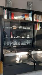 Kast en boeken kast , zwart essen hout,, Huis en Inrichting, Ophalen, Met deur(en), 200 cm of meer, Zo goed als nieuw