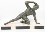 Jean de Roncourt - Atleet - art deco - 46,5 cm breed, Ophalen of Verzenden, Brons