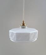 Witte opaline glazen hanglamp uit Frankrijk, Huis en Inrichting, Lampen | Hanglampen, Minder dan 50 cm, Nieuw, Vintage, Ophalen of Verzenden