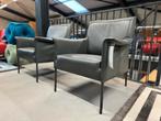 2 Nieuw Design in Stock Limec fauteuils grijs leer stoel, Huis en Inrichting, Fauteuils, Ophalen of Verzenden, 50 tot 75 cm, Design on Stock