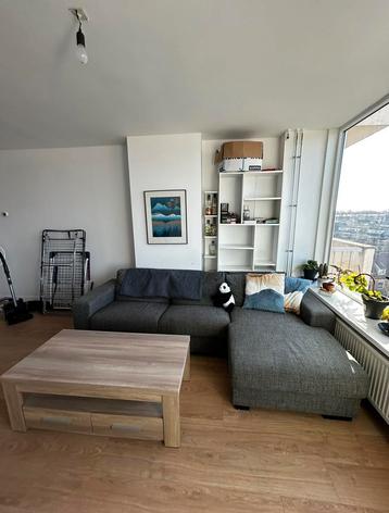 Grijze bank met chaise longue