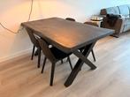 Eetkamerset met 4 stoelen zwart x poten, Huis en Inrichting, Tafels | Eettafels, Ophalen, Overige materialen, Gebruikt, 50 tot 100 cm
