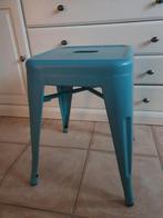 Stalen kruk 47 hoog blauw degelijk, Ophalen, Hout