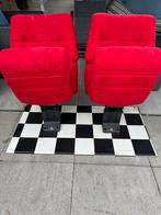 Bioscoopstoelen rood gestoffeerd, Huis en Inrichting, Stoelen, Ophalen, Overige materialen, Twee, Bioscoop retro