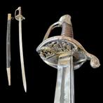 Antiek,19e eeuws Frans zwaard, zilverkleurig, met schede, Ophalen of Verzenden, Overige soorten, Azië, Zwaard of Sabel