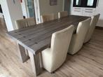 Tafel en stoelen, Huis en Inrichting, Tafels | Eettafels, Ophalen, Gebruikt, 100 tot 150 cm, 200 cm of meer