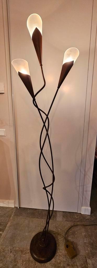 Vintage Massive vloerlamp met 3 lampen, Huis en Inrichting, Lampen | Vloerlampen, Gebruikt, 150 tot 200 cm, Glas, Metaal, Ophalen