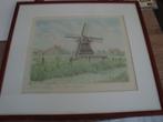 oude schildery tekening friesland watermolen, Ophalen of Verzenden