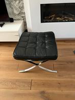 Barcelona Hocker - Zwart Leer & Chroom, Gebruikt, Vierkant, Leer, Ophalen of Verzenden