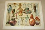 Antieke kleurenlitho - Jugendstil glaswerk - Circa 1900 !!, Ophalen of Verzenden