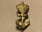 Metalen M.S.F.  KROON met ANKER Speld (Messingkleur)., Verzamelen, Speldjes, Pins en Buttons, Verzenden, Zo goed als nieuw, Overige onderwerpen
