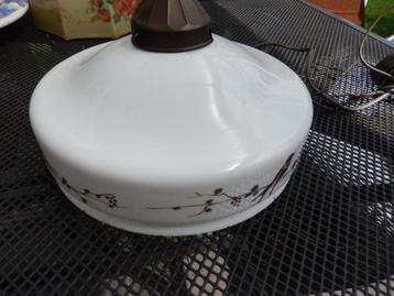 antiek hanglamp wit glas vogeltjes handgeverfd koper ketting beschikbaar voor biedingen