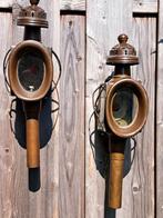 Oude Koperen Koetslampen - Set van 2, Antiek en Kunst, Antiek | Lampen, Ophalen of Verzenden
