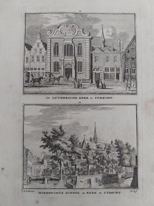 11-12 / Luthersche kerk en Hieronimus School te Utrecht, Antiek en Kunst, Kunst | Etsen en Gravures, Ophalen of Verzenden