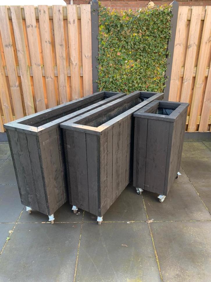 Steigerhouten plantenbakken, Tuin en Terras, Bloembakken en Plantenbakken, Nieuw, Hout, Binnen, Balkon, Tuin, 60 cm of meer, 100 cm of meer