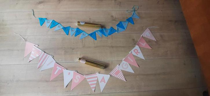 2 Confetti poppers voor jongetje en meisje met slingers!, Kinderen en Baby's, Overige Kinderen en Baby's, Nieuw, Ophalen of Verzenden