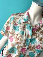 Vintage jaren 70 blouse creme/bloemmotief maat 40, Maat 38/40 (M), Overige kleuren, Verzenden, Vintage