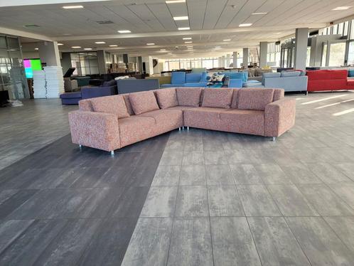 Hoekbank L-bank oranje-grijs herfst 280x280 | BEZORGEN, Huis en Inrichting, Banken | Bankstellen, Zo goed als nieuw, Hoekbank