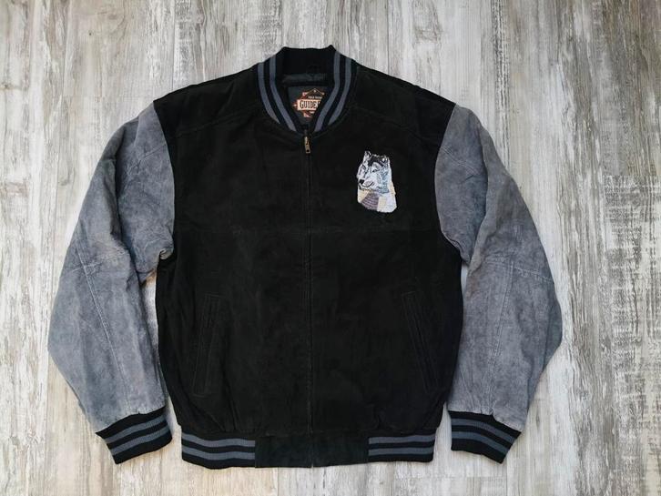 Vintage College Varsity Jacket - Wolf - Leer - Guide Gear, Kleding | Heren, Jassen | Winter, Zo goed als nieuw, Maat 48/50 (M)