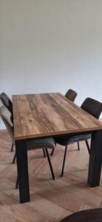 Moderne eettafel houtlook 160x90 cm, Huis en Inrichting, Tafels | Eettafels, Ophalen, Gebruikt, 50 tot 100 cm, 150 tot 200 cm