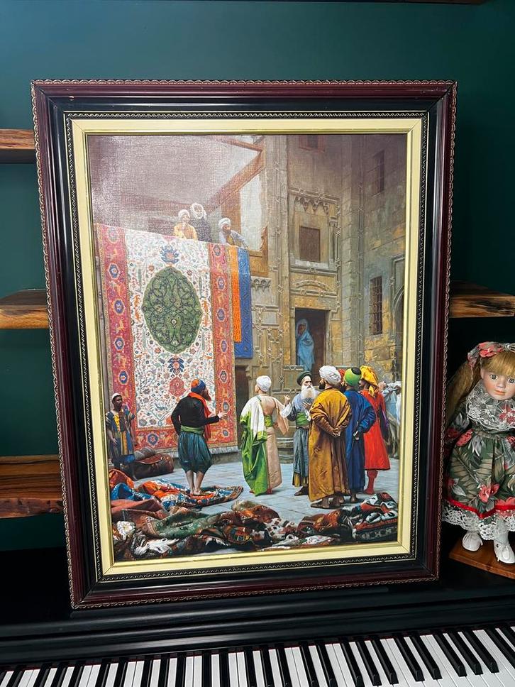 De Tapijthandelaar - Jean-Léon Gérome, Antiek en Kunst, Kunst | Schilderijen | Klassiek, Ophalen of Verzenden
