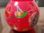 Handbeschilderde Bloempot met Vogel en Bloemen, Ophalen, Kunststof, Zo goed als nieuw, Minder dan 50 cm
