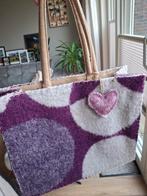 Handgemaakte vintage wollen dekentas - paars wit (normaal), Sieraden, Tassen en Uiterlijk, Tassen | Damestassen, Ophalen of Verzenden
