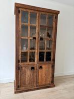 Massief Houten Vitrinekast - Landelijke Stijl, Huis en Inrichting, Ophalen, 100 tot 150 cm, 200 cm of meer, Zo goed als nieuw