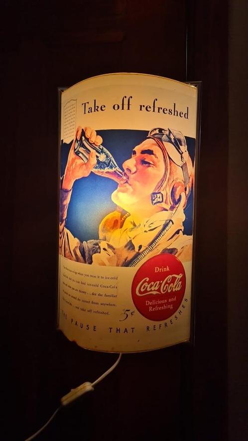 Zeldzame Coca-Cola reclame, gebogen - verlichting, take off, Verzamelen, Merken en Reclamevoorwerpen, Gebruikt, Lichtbak of (neon) lamp